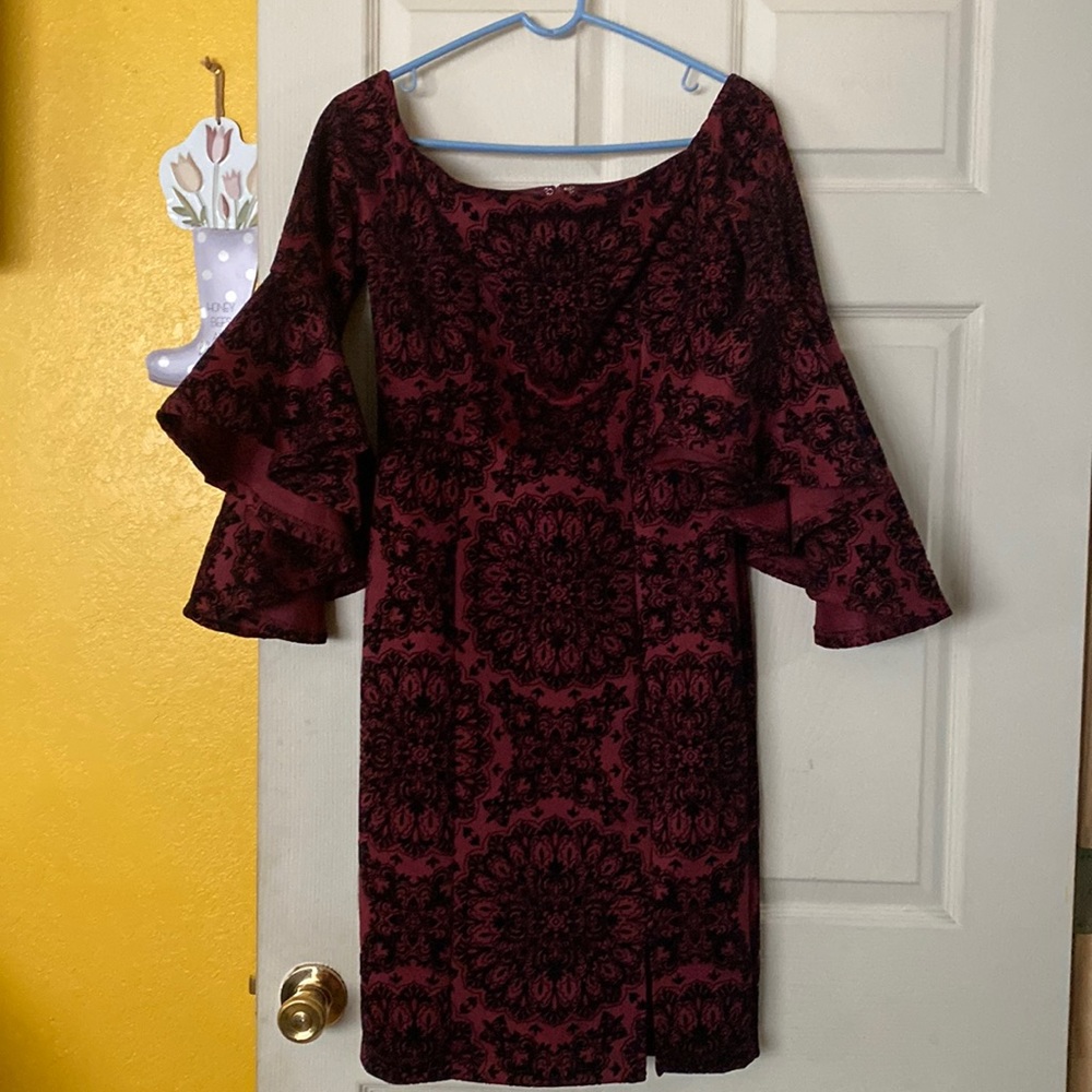 maroon and black lace Venus dress